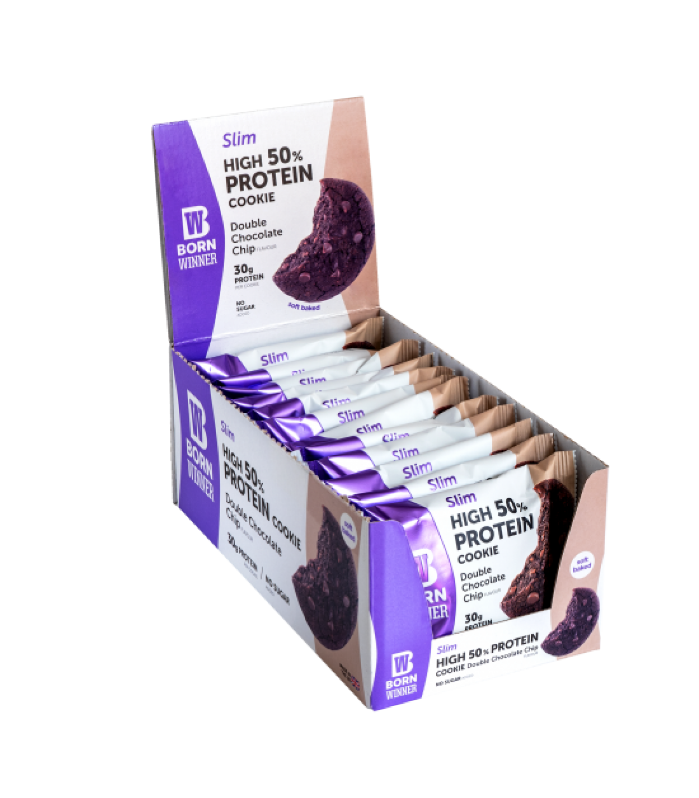 BORN WINNER Slim High 50% Protein Cookie Double Chocolate Chip 12x75 гр